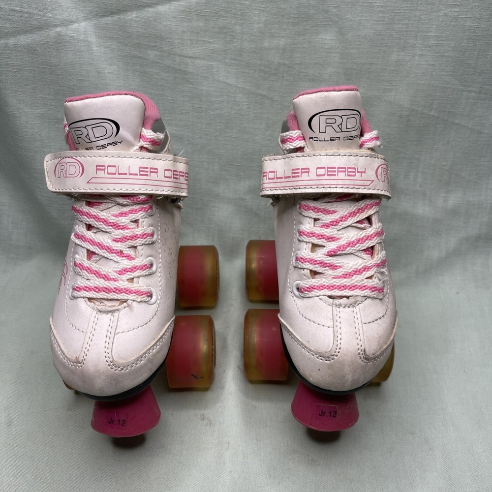 Roller Derby Sparkles Kids Roller Skates Jr 12 Pink White Quad Wheels